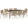 vidaXL Piharuokailu setti 9 kpl Beige polyrottinki