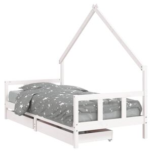 vidaXL Lasten s&auml;ngynrunko laatikoilla valkoinen 90x190 cm t&auml;ysi m&auml;nty