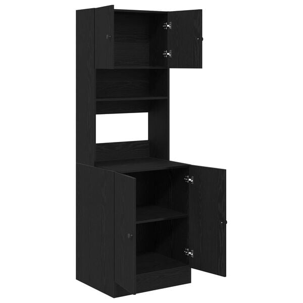 vidaXL Keittiökaappi hyllyllä 2 pcs Musta tammi. 60 x 50 x 180 cm