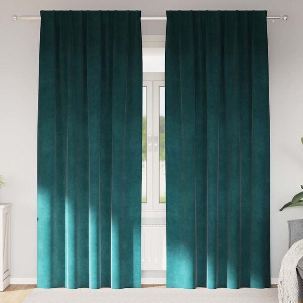 vidaXL Pimennysverhot 2 pcs Tummanvihre&auml; 140 x 225 cm Sametti