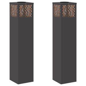 vidaXL Aurinko LED-polkuvalo 2 kpl L&auml;mpim&auml;n Valkoinen 18 x 18 x 80 cm