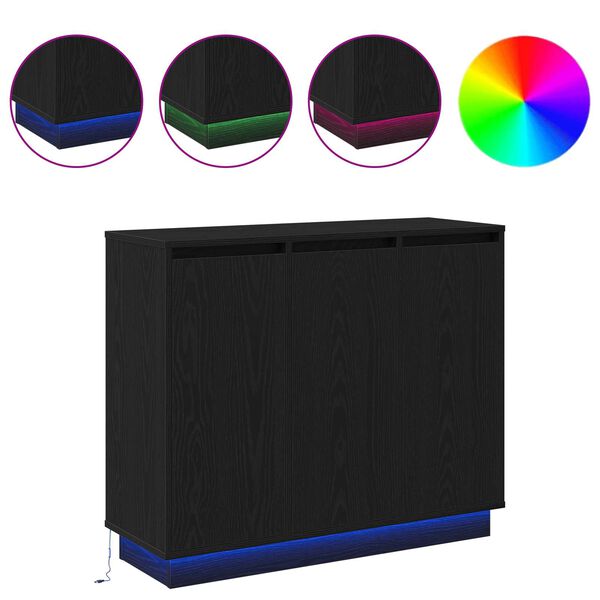 vidaXL LED-p&ouml;yt&auml;taso Musta tammi. 90 x 32 x 75 cm Tekninen puu