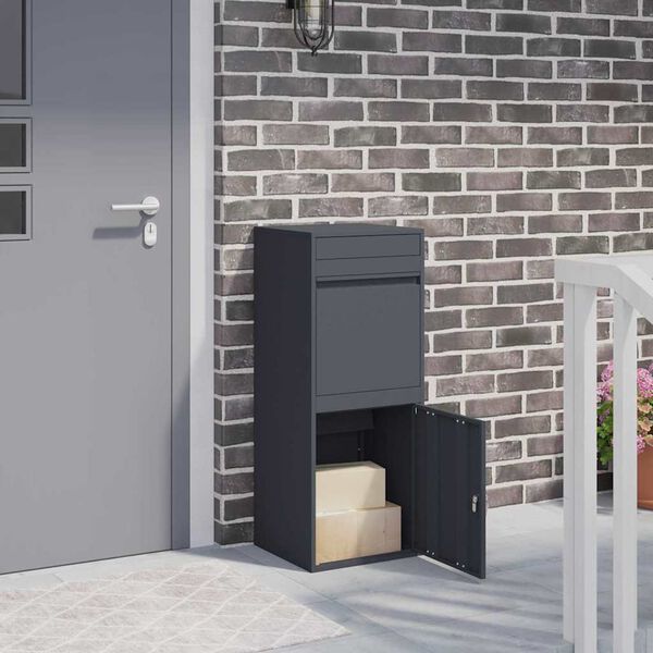 vidaXL Pakettipostilaatikko ovella Antrasiitti 41 x 38 x 103 cm Ter&auml;s