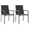 vidaXL Puutarhatuolit 2 kpl 55x61,5x90 cm musta Textilene ja ter&auml;s