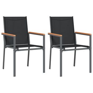 vidaXL Puutarhatuolit 2 kpl 55x61,5x90 cm musta Textilene ja ter&auml;s