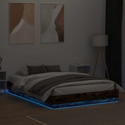 vidaXL Sängynrunko LED-valoilla savutammi 160x200 cm