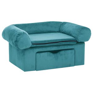 vidaXL Koiran sohva s&auml;ilytystilassa Turkoosi 75 x 50 x 38cm Plyysi