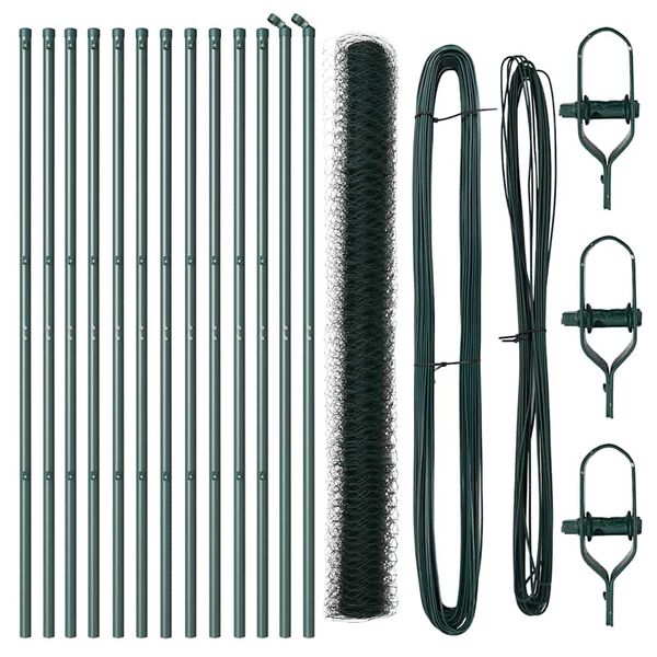 vidaXL Aitalatu Vihre&auml; 25 x 1,6 m (50 mm verkko) Ter&auml;st&auml; ja PVC:t&auml;