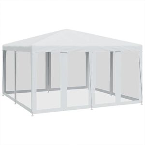 vidaXL Juhlateltta 8 mesh-sivusein&auml;ll&auml; Valkoinen 4x4 m HDPE
