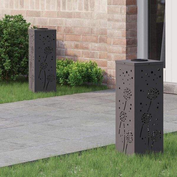 vidaXL Aurinko LED-polkuvalo 2 pcs Musta Kylm&auml;valssattu ter&auml;s