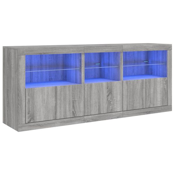 vidaXL Senkki LED-valoilla harmaa Sonoma 162x37x67 cm