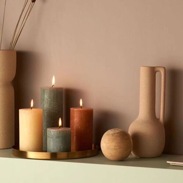 Bolsius Pilarikynttil&auml;t Shine 4 kpl rustiikkinen 190x68 mm oliivi