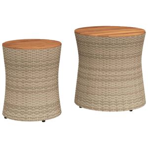 vidaXL Sivup&ouml;yd&auml;t 2 kpl puinen p&ouml;yt&auml;levy beige polyrottinki
