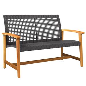 vidaXL Puutarhapenkki musta 112 cm polyrottinki ja akasiapuu
