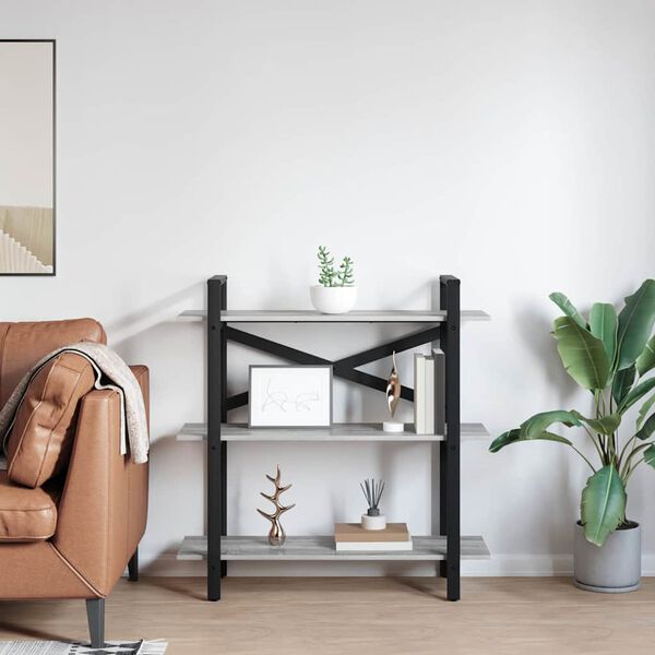 vidaXL Kirjahylly Harmaa Sonoma 100 x 33,5 x 102 cm Tekninen puu