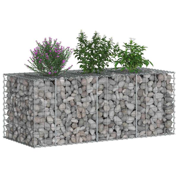 vidaXL Gabion Kohotettu Peti Hopea 140 x 60 x 55 cm Galvanoitu ter&auml;s