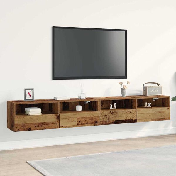 vidaXL TV-sein&auml;kaappi 2 pcs Vanha Puu 100 x 30 x 30 cm Tekninen puu