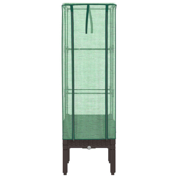 vidaXL Kukkalaatikko kasvihuonepeitteell&auml; rottinkityyli 40x40x140 cm