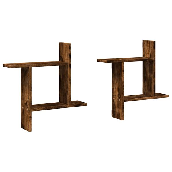 vidaXL Sein&auml;hyllyt 2 kpl savutammi 50x12x50 cm tekninen puu