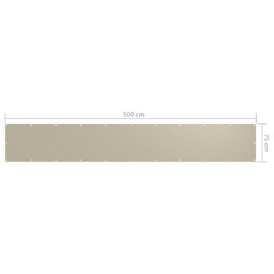 vidaXL Parvekkeen suoja beige 75x500 cm Oxford kangas
