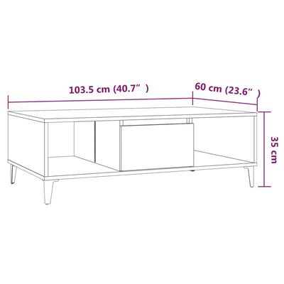 vidaXL Sohvapöytä harmaa Sonoma 103,5x60x35 cm lastulevy