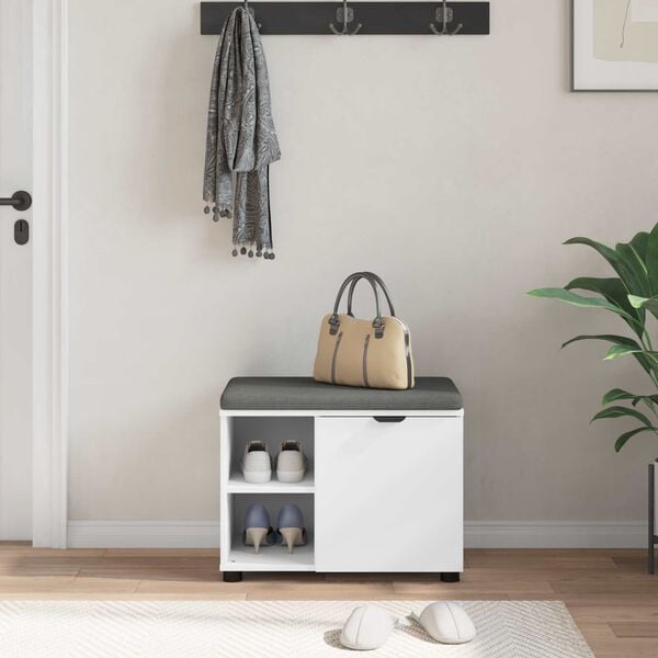 vidaXL Halli penkki tyynyll&auml; Yksiv&auml;rinen Valkoinen 60 x 38 x 46 cm