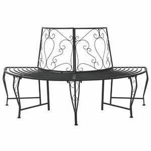 vidaXL Puun penkki 4 -istuttava 160 x 80 x 89 cm steel Musta
