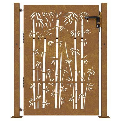 vidaXL Puutarhaportti 105x130 cm corten teräs bambukuvio