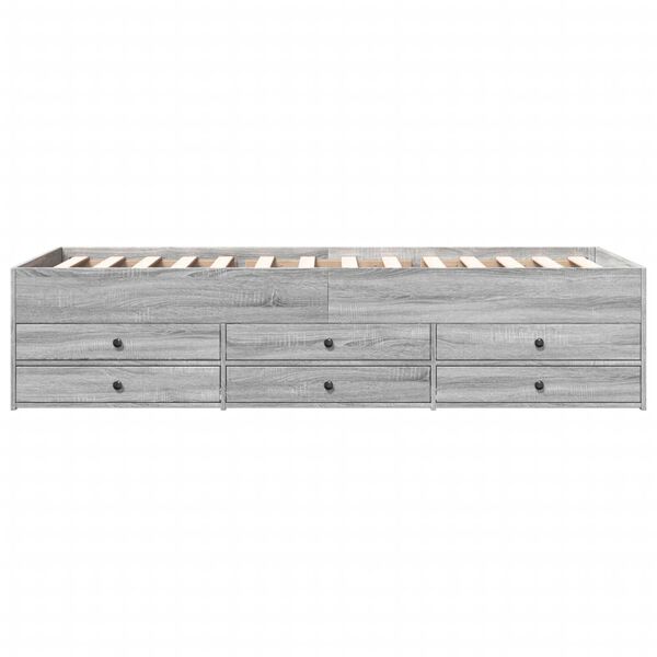 vidaXL Vuodesohva laatikoilla ei patjaa harmaa Sonoma 90x200 cm