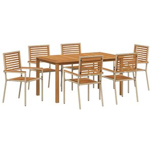 vidaXL Piharuokailu setti 7 pcs Beige Polyrotangi