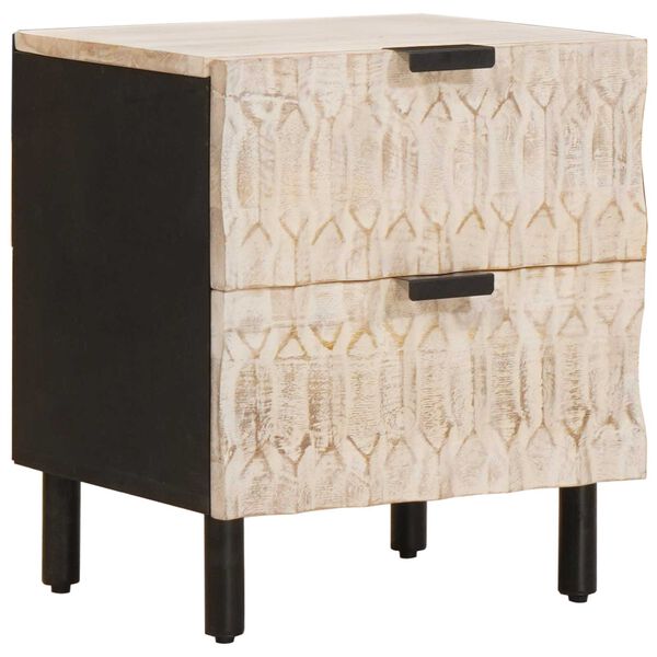 vidaXL Y&ouml;p&ouml;yt&auml;kaappi Valkoinen 40 x 33 x 46 cm Kiinte&auml; mango puu