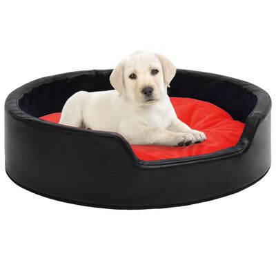 vidaXL Koiran peti musta ja punainen 99x89x21 cm plyysi ja keinonahka