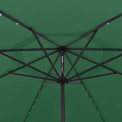 vidaXL Aurinkovarjo LED-valot ja metallitanko 400 cm vihreä