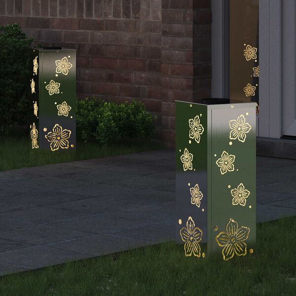 vidaXL Aurinko LED-polkuvalo 2 pcs Ruostumaton ter&auml;s Ruostumaton ter&auml;s