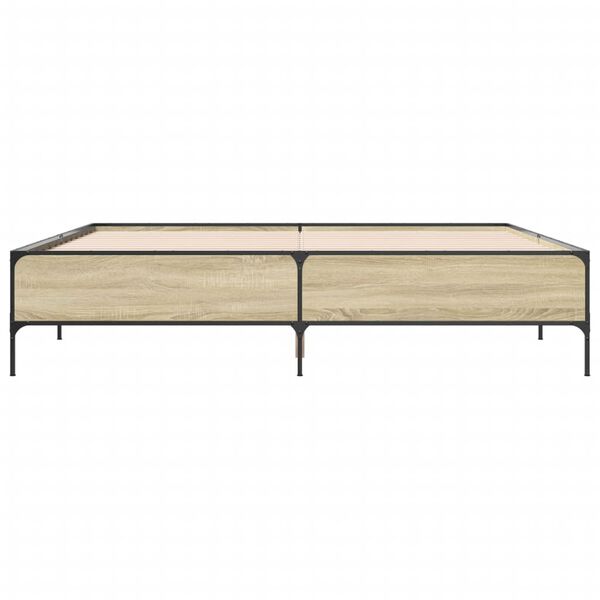 vidaXL S&auml;ngynrunko Sonoma tammi 180x200 cm tekninen puu ja metalli