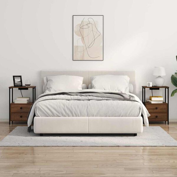 vidaXL Y&ouml;p&ouml;yt&auml;kaappi 2 pcs Ruskea tammi 40 x 31 x 60 cm Tekninen puu