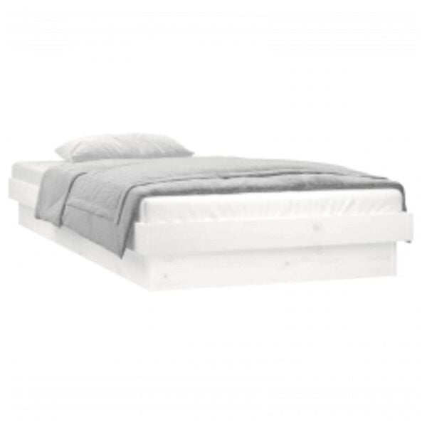 vidaXL S&auml;ngynrunko LED-valoilla valkoinen 90x200 cm t&auml;ysi puu