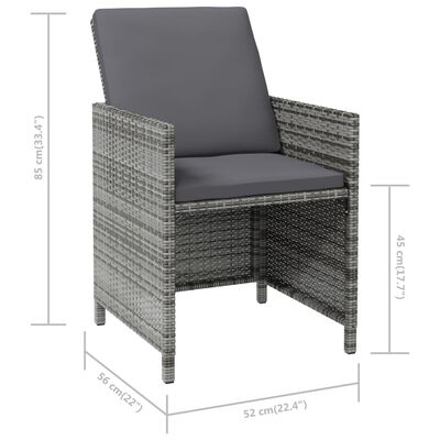 vidaXL 4-osainen Puutarhatuoli ja jakkarasarja polyrottinki harmaa