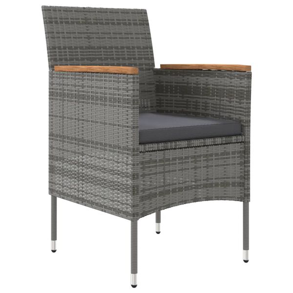 vidaXL 7-osainen Ulkoruokailuryhm&auml; tyynyill&auml; harmaa ja musta