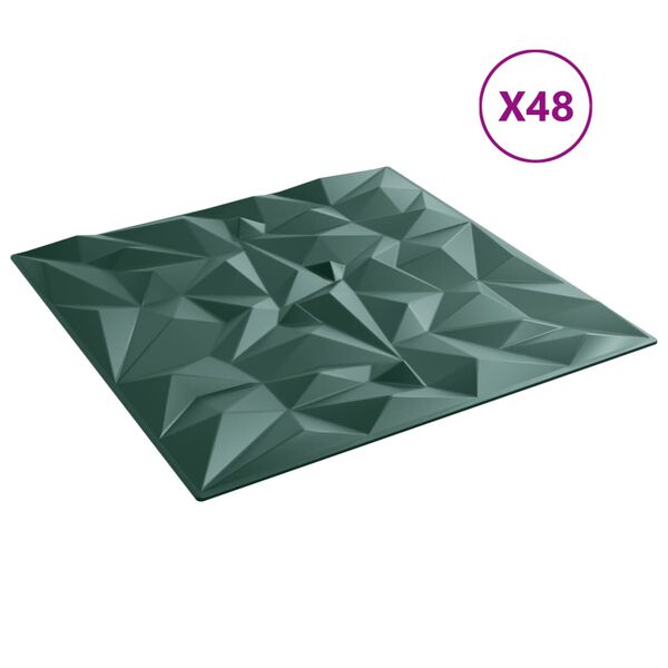 vidaXL Seinäpaneelit 48 kpl vihreä 50x50 cm XPS 12 m² ametisti