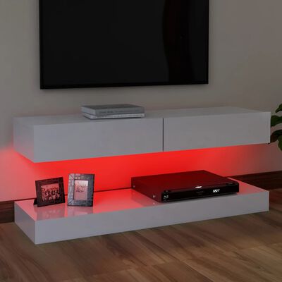 vidaXL TV-taso LED-valoilla korkeakiilto valkoinen 120x35 cm