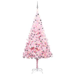 vidaXL Tekojoulukuusi palloilla esivalaistu pinkki 210 cm PVC