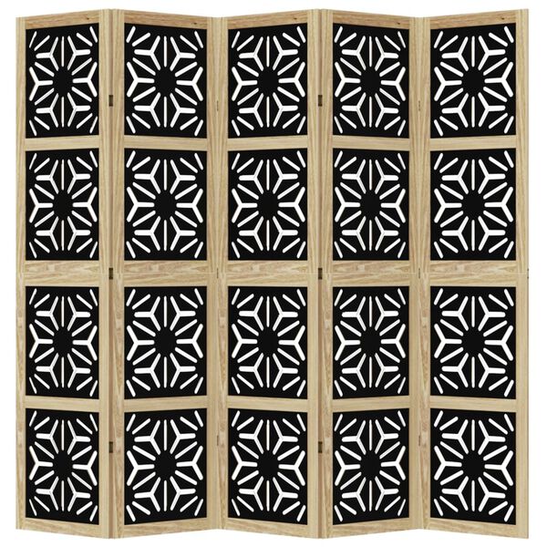 vidaXL 5-Paneelinen tilanjakaja ruskea ja musta t&auml;ysi keisaripuu