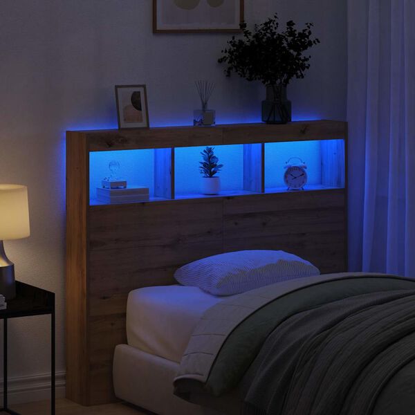 vidaXL Päätylevy hyllyllä Artisan tammi 120 x 17 x 102 cm Tekninen puu