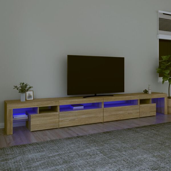 vidaXL TV-taso LED-valoilla Sonoma-tammi 290x36,5x40 cm