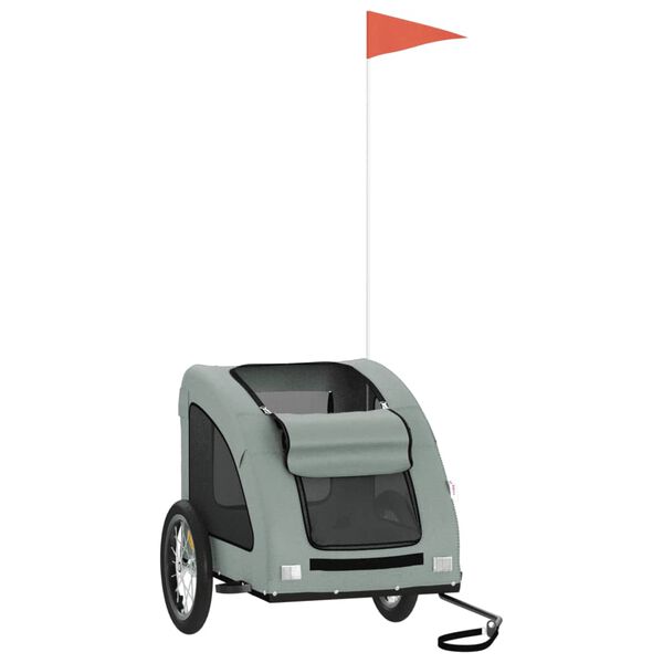 vidaXL Lemmikinkuljetuskärry pyörään harmaa kangas ja rauta
