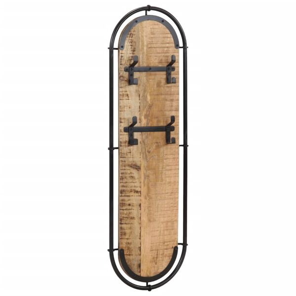 vidaXL sein&auml;lle asennettavat naulakot 4 koukulla 2 kpl karkea mango