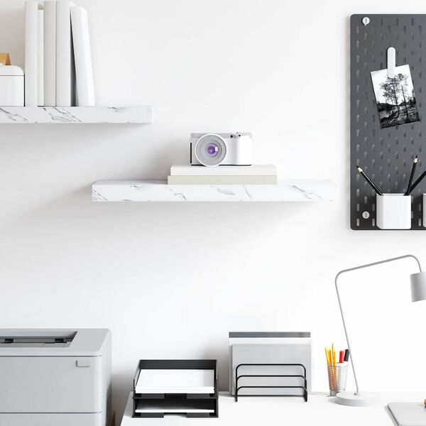 vidaXL Sein&auml;hylly Valkoinen marmori 50 x 23 x 4 cm Tekninen puu