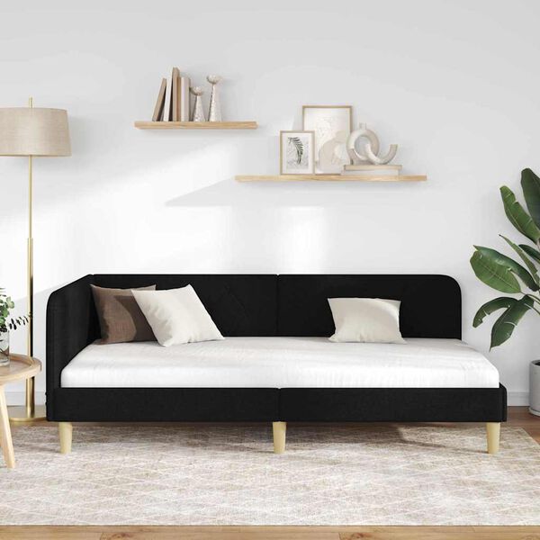 vidaXL Kulmavuoteen runko päätyllä Musta 100 x 200 cm kangas