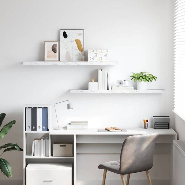 vidaXL Seinähylly 2 pcs Valkoinen marmori 120 x 23,5 x 4 cm